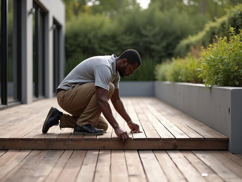 Finishing the edge of a timber deck on site