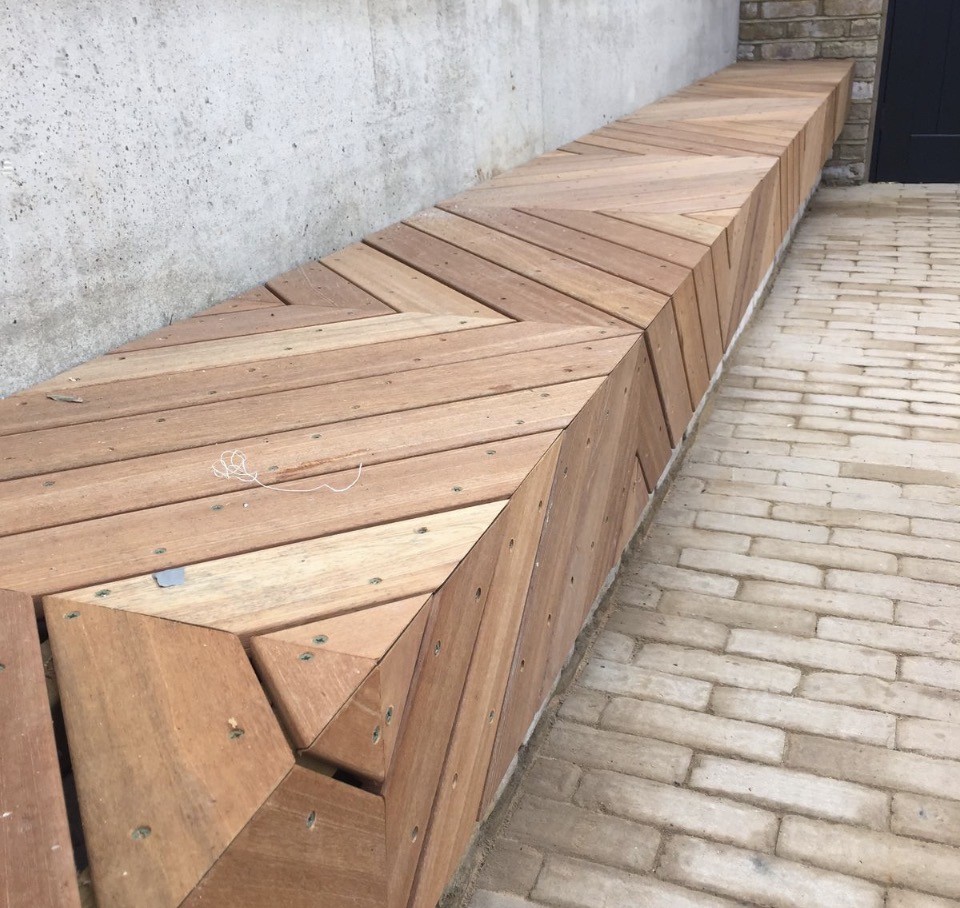 Herringbone timber bench
